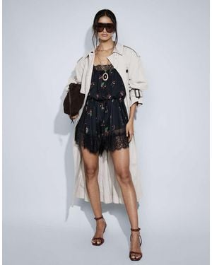 ASOS Chiffon Cami Romper With Lace Trim - Multicolour