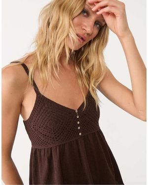 Stradivarius Ruffled Crochet Top - Black