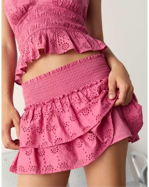 Stradivarius – weich fallender skort - Pink