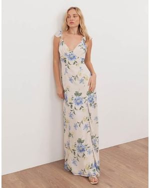 ANAYA Floral Strappy V Neck Maxi Dress - White