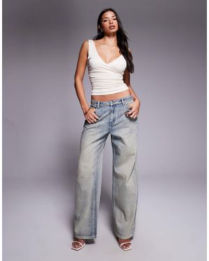 Tiger Mist Zanthe Butterfly Print Low-mid Rise Oversized Straight Leg Jeans - Gray
