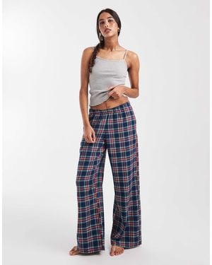 Hollister baggy Flannel Pajama Bottoms - Blue