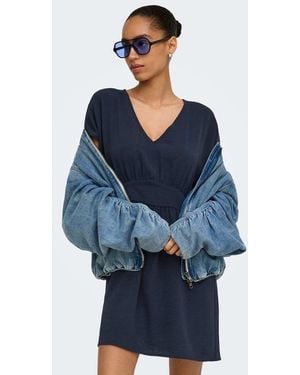 ONLY Mette V-neck Short Sleeve Mini Dress - Blue