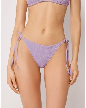Calzedonia Tie Bikini Bottoms Crinkle Waves - Purple