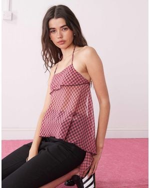Collusion Chiffon Halter Top - Pink