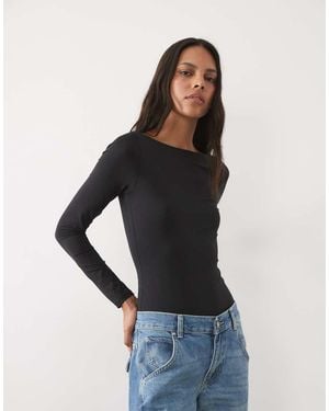 New Look Boat Neck Polyamide Long Sleeved Body - Black