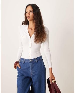 New Look – langärmliger body - Blau
