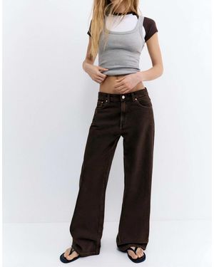 Pull&Bear – weite jeans - Braun
