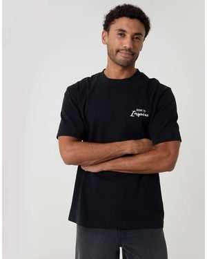 Threadbare Relaxed Fit Peached Cotton T-Shirt - Black