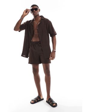 Sol Beach Strandbroek Met Textuur En Trekkoord - Bruin
