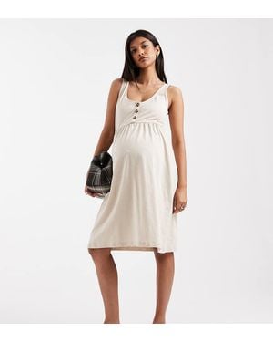 Mama.licious Mamalicious Maternity 2 Function Nursing Button Through Mini Sundress - Natural