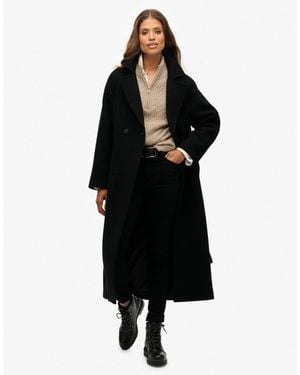 Superdry Lockerer mantel aus wollmix - Schwarz