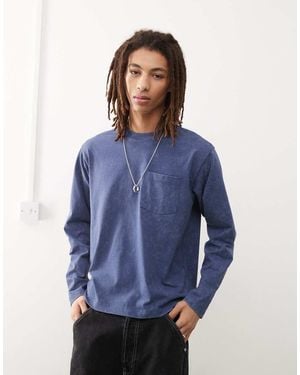 Collusion Long Sleeve Boxy T-shirt - Blue