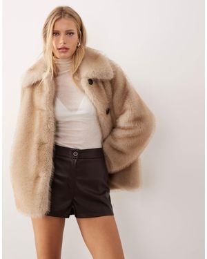 ASOS Pu Mid Rise Shorts - Natural