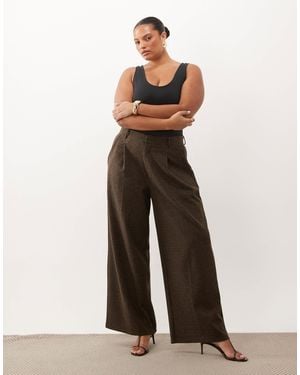 ASOS Asos design curve ensemble 2 pièces pantalon large brossé à chevrons - Blanc