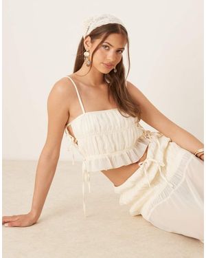 SNDY'S Shirred Tie Side Detail Cami Top Co-ord - Natural