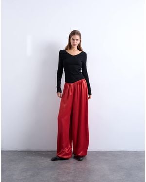 TOPSHOP Satin Balloon Trouser - Red