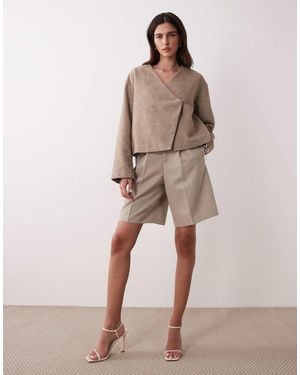 Y.A.S Asymetric Fastened Short Jacket - Natural