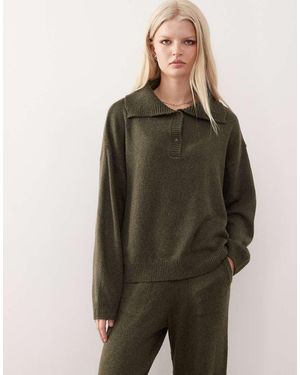 Collusion Knitted Oversized Button Up Jumper Co-Ord - Green