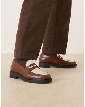 Noak Mocassins en cuir fabriqués au portugal - fauve/crème - Marron