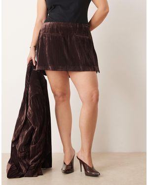 ASOS Curve Tailored Velvet Skort Co-ord - Brown