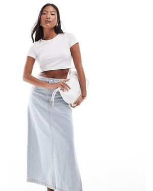 Don't Think Twice Dtt Petite Denim Maxi Skirt - White