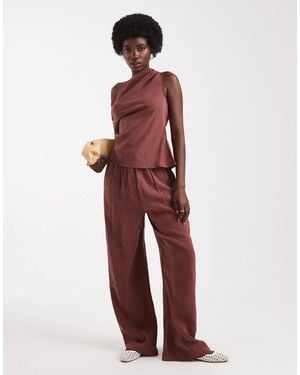 ASOS Tie Waist Straight Leg Co-Ord Trouser - Red