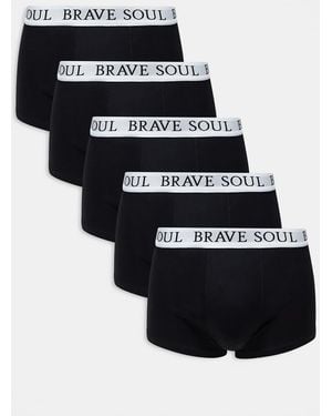 Brave Soul 5 Pack Boxers With Logo Waistband - Black