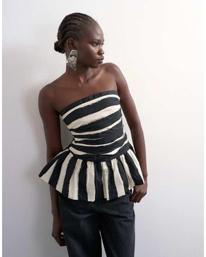 TOPSHOP Gathered Bust Bandeau With Peplum Hem - White