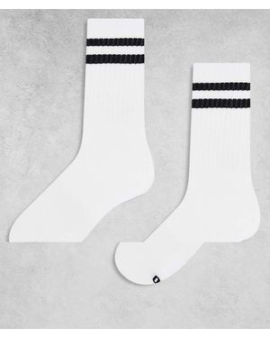 Only & Sons Pack De 2 Pares De Calcetines Blancos Con Rayas Negras De