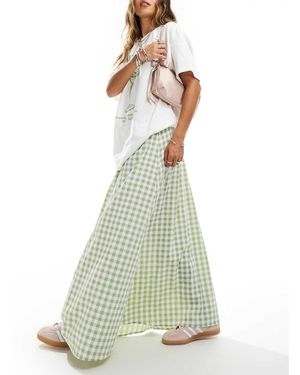 Miss Selfridge Falda Larga A Cuadros Salvia De - Verde