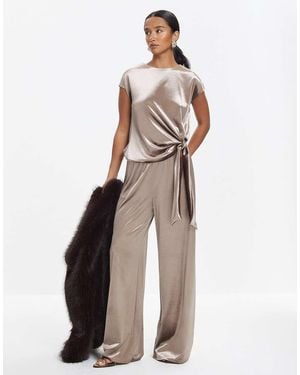 River Island Velvet Wide Leg Joggers - White