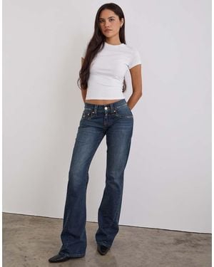 Motel Low Rise Twisted Seam Jeans - Blue