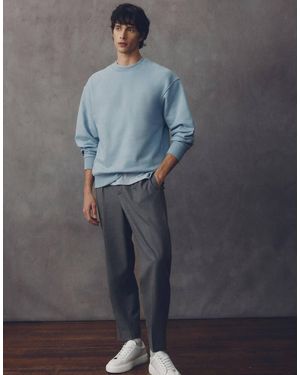 ASOS COLLECTIVE Smart Relaxed Tapered Fit Wool Blend Trousers - Blue