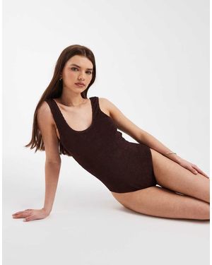 Pieces Costume Da Bagno Stropicciato Mogano Intenso - Marrone
