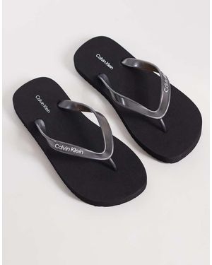 Calvin Klein Metallic Teenslippers - Zwart