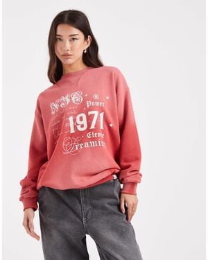 Daisy Street Sweatshirt With Dreaming Graphics - Red