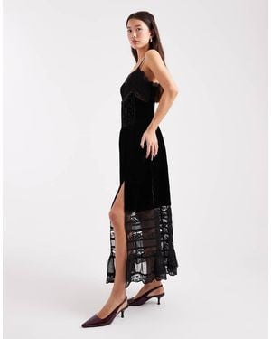 Miss Selfridge Velvet And Lace Cami Maxi Dress - White