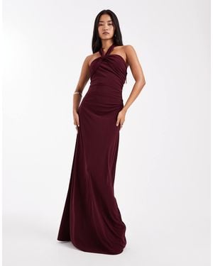 Six Stories Bridesmaids Stretch Halter Neck Maxi Dress - Red