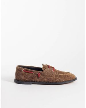 Pompeii UK Pompeii Ariete Textured Suede Boat Shoes - Brown