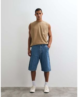 Jack & Jones Ron baggy Stripe Denim Shorts - Blue