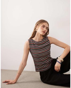 ASOS Top A Rayas Sin Mangas De Punto De Croché - Multicolor