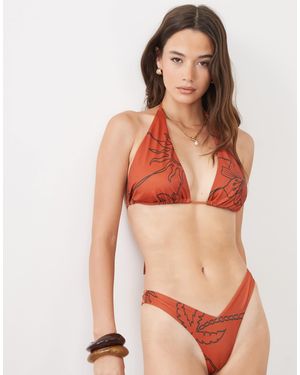 ASOS Fuller bust brogan triangel-bikinioberteil mit hohem apex und terrakotta-palmenprint - Orange