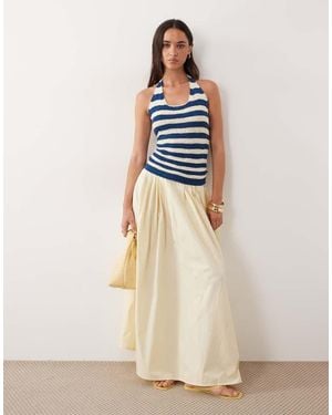 ASOS Elasticated Waist Volume Midi Skirt - White