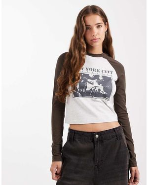 Daisy Street Long Sleeve Raglan Tee - Black