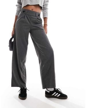 Jdy High Waisted Crop Wide Leg Tailored Trousers - Black