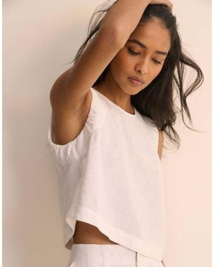 Nobody's Child Linen-Blend Ruched Spencer Tank - Natural