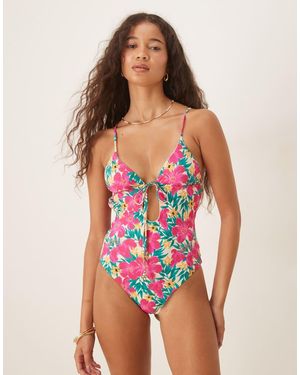 Wild Lovers Ohana Floral Print Cut Out Swimsuit - Multicolour