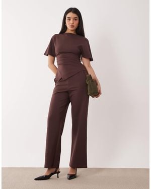 Pretty Lavish Structured Jersey Trouser Co-Ord - Brown