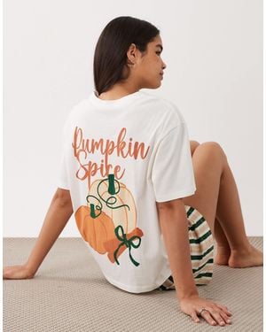 ASOS Oversized Tee And Shorts Pyjama Set - Brown